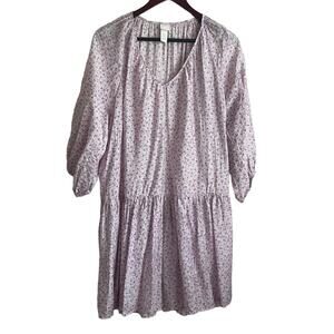 H&M Women Midi Dress S Gauzy Tiered Ditsy Floral Drop Waist Cottagecore Boho